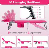 Folding Beach Lounge Chair with Pillow for Outdoor
