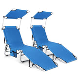 Adjustable Outdoor Beach Patio Pool Recliner with Sun Shade
