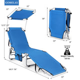 Adjustable Outdoor Beach Patio Pool Recliner with Sun Shade