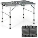 Aluminum Grill Table with Iron Mesh Top-Silver