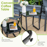 3 Pieces Patio Bistro Furniture Set with Adjustable Backrest