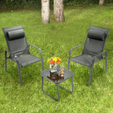3 Pieces Patio Bistro Furniture Set with Adjustable Backrest