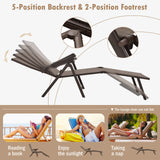 Patio Foldable Chaise Lounge Chair with Backrest and Footrest