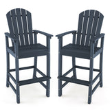 30 Inches Counter Height Outdoor HDPE Bar Stool with Armrests and Footrest