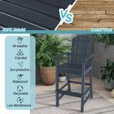 30 Inches Counter Height Outdoor HDPE Bar Stool with Armrests and Footrest