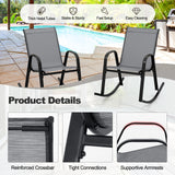 Set of 2 Heavy-Duty Metal Patio Rocking Chair with Breathable Seat Fabric