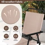 3 Pieces Outdoor Bistro Set with 2 Folding Chairs-Beige
