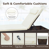 Patio Chaise Lounge Set of 2 with Backrest Seat Cushion and Headrest