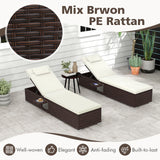 Patio Chaise Lounge Set of 2 with Backrest Seat Cushion and Headrest