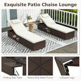Patio Chaise Lounge Set of 2 with Backrest Seat Cushion and Headrest