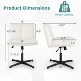 Office Armless Chair Cross Legged with Imitation Lamb Fleece and Adjustable Height
