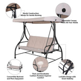 3 Seats Converting Outdoor Swing Canopy Hammock with Adjustable Tilt Canopy
