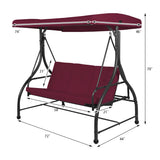 3 Seats Converting Outdoor Swing Canopy Hammock with Adjustable Tilt Canopy
