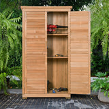 63 Inch Tall Wooden Garden Storage Shed in Shutter Design