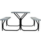 HDPE Outdoor Picnic Table Bench Set with Metal Base