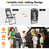 2 Pieces Patio Adjustable Folding Recliner Chairs with 7 Level Adjustable Backrest