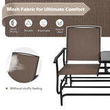 2-Person Rocking Loveseat with Mesh Fabric and Tempered Glass Table