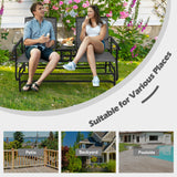 2-Person Rocking Loveseat with Mesh Fabric and Tempered Glass Table