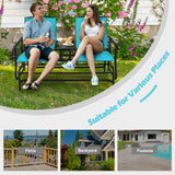 2-Person Rocking Loveseat with Mesh Fabric and Tempered Glass Table