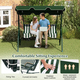 3 Seat Outdoor Patio Canopy Swing with Cushioned Steel Frame