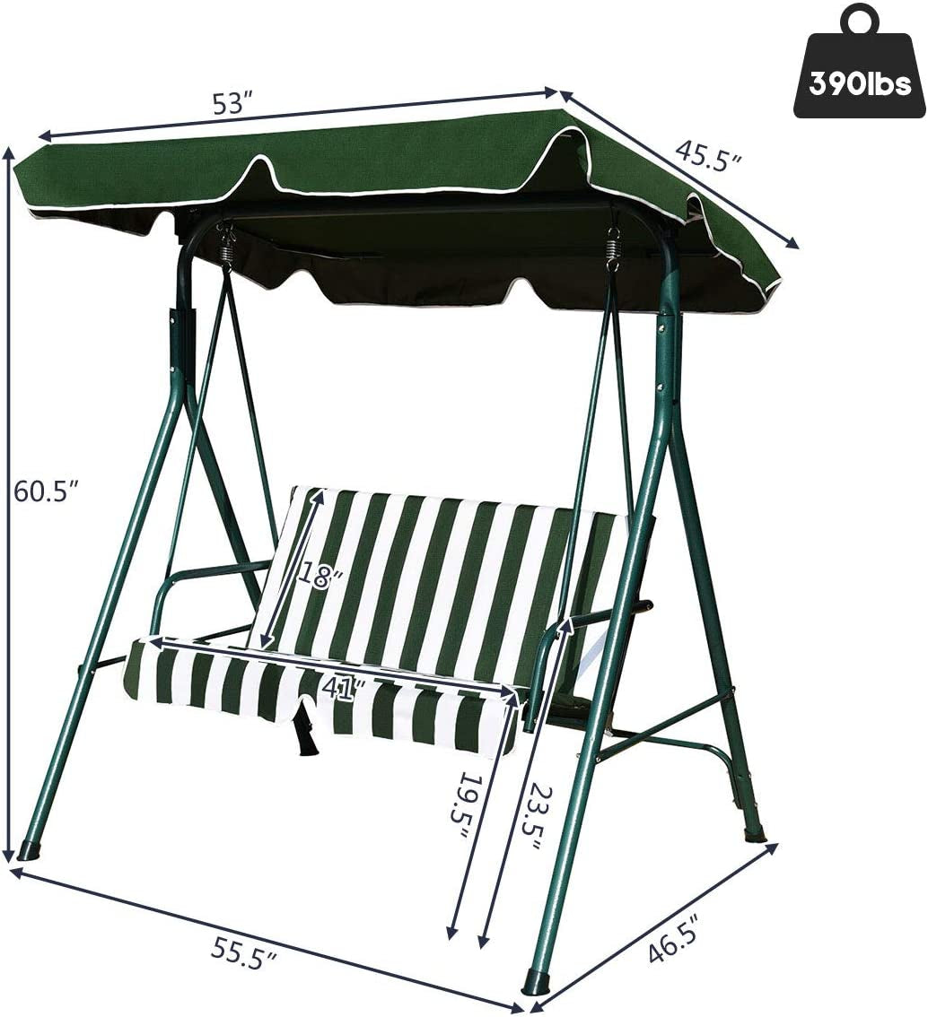 Loveseat Cushioned Patio Steel Frame Swing Glider