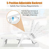 5 Position Adjustable Folding Lounger Chaise Chair on Wheels
