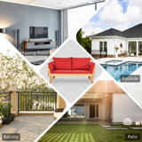 Patio Convertible Solid Wood Sofa with Cushion