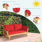 Patio Convertible Solid Wood Sofa with Cushion