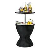 3 in 1 8 Gallon Patio Rattan Cooler Bar Table with Adjust Ice Bucket