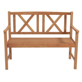 2-Person Wood Outdoor Bench with Cozy Armrest and Backrest