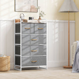 4-Tier Organizer Tower Steel Frame Wooden Top Storage with 5-Drawer Dresser