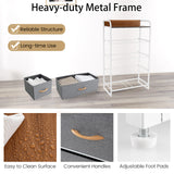 4-Tier Organizer Tower Steel Frame Wooden Top Storage with 5-Drawer Dresser