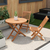 Outdoor Bistro Set with Slatted Seat and Tabletop for Backyard