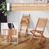 Outdoor Bistro Set with Slatted Seat and Tabletop for Backyard