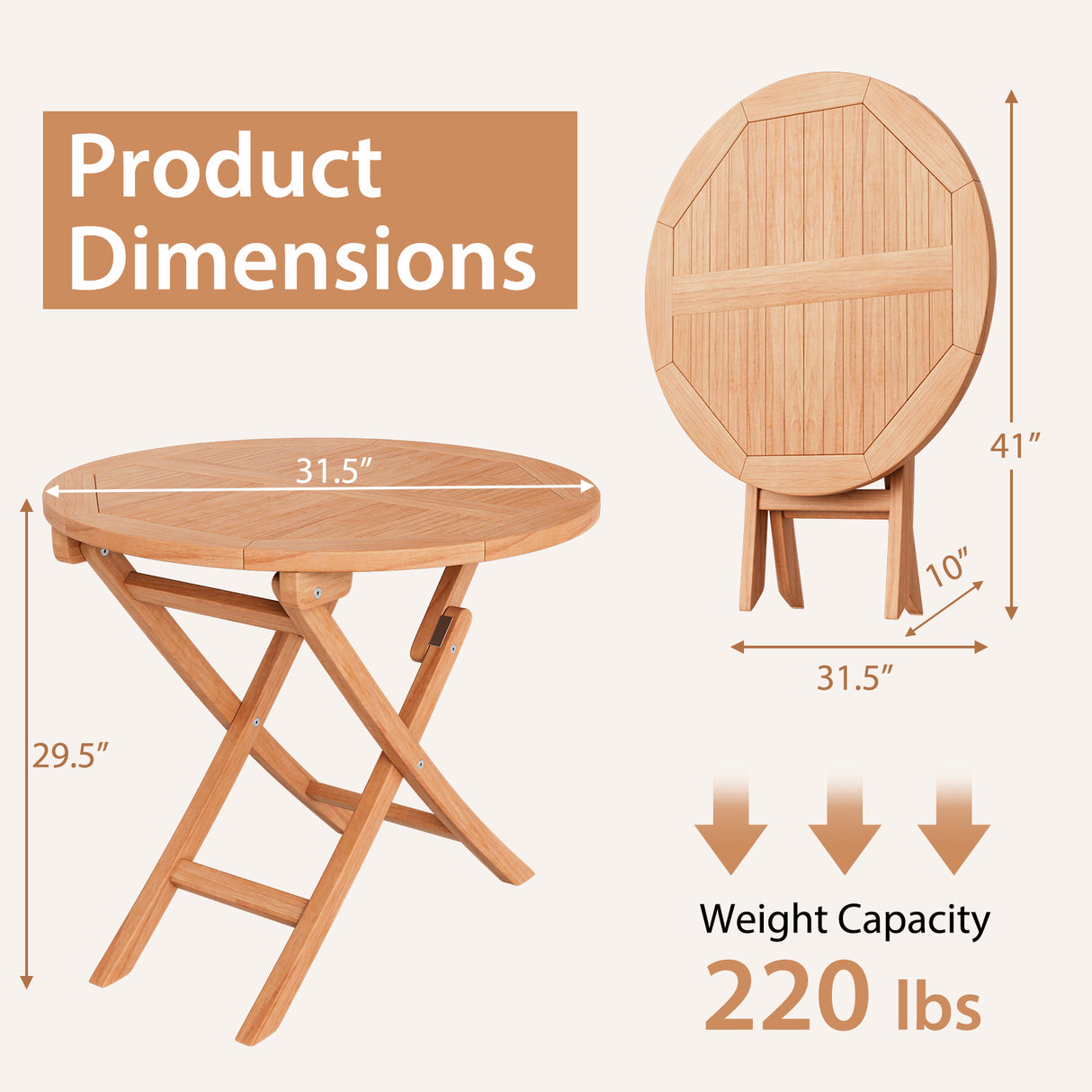 Outdoor Bistro Set with Slatted Seat and Tabletop for Backyard