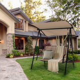 2-Seat Outdoor Canopy Swing with Comfortable Fabric Seat and Heavy-duty Metal Frame