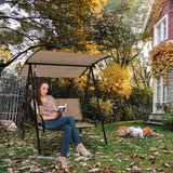 2-Seat Outdoor Canopy Swing with Comfortable Fabric Seat and Heavy-duty Metal Frame