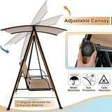 2-Seat Outdoor Canopy Swing with Comfortable Fabric Seat and Heavy-duty Metal Frame