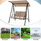 2-Seat Outdoor Canopy Swing with Comfortable Fabric Seat and Heavy-duty Metal Frame