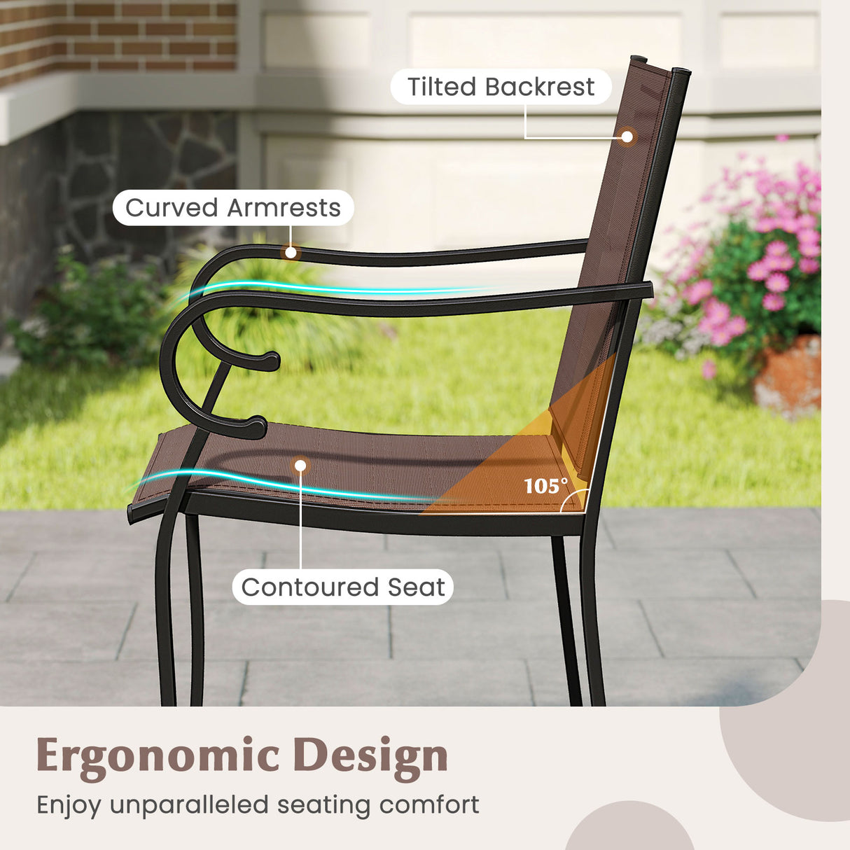 Outdoor Counter Height Bar Stools Set of 2 with Breathable Mesh Fabric