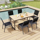 Outdoor Dining Chairs with Breathable Seat and Backrest for Backyard Porch Poolside