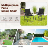Set of 2 Outdoor Folding Sling Chairs with Armrest and Backrest