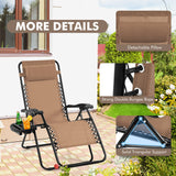 Outdoor Folding Zero Gravity Reclining Lounge Chair with Utility Tray