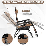 Outdoor Folding Zero Gravity Reclining Lounge Chair with Utility Tray