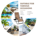 Outdoor Folding Zero Gravity Reclining Lounge Chair with Utility Tray