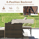 Outdoor Patio Rattan Daybed with Retractable Canopy and Adjustable Backrests