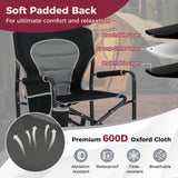 Outdoor Rocker Camping Chair with Dual Springs and Padded Back