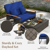 Outdoor Wicker Daybed with Folding Panels and Storage Ottoman