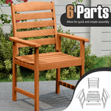 Outdoor Wooden Dining Chairs with Inclined Backrests and Slatted Seats
