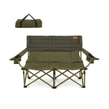 Oversized Camping Chair Folding Loveseat Camping Couch with Cup Holders & Thick Padding